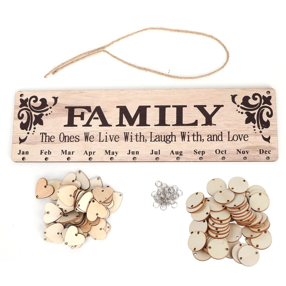 Wooden Calendar Hanging Ornament Wall Mounted Family Friends Birthday Reminder Message Board Craft(A )