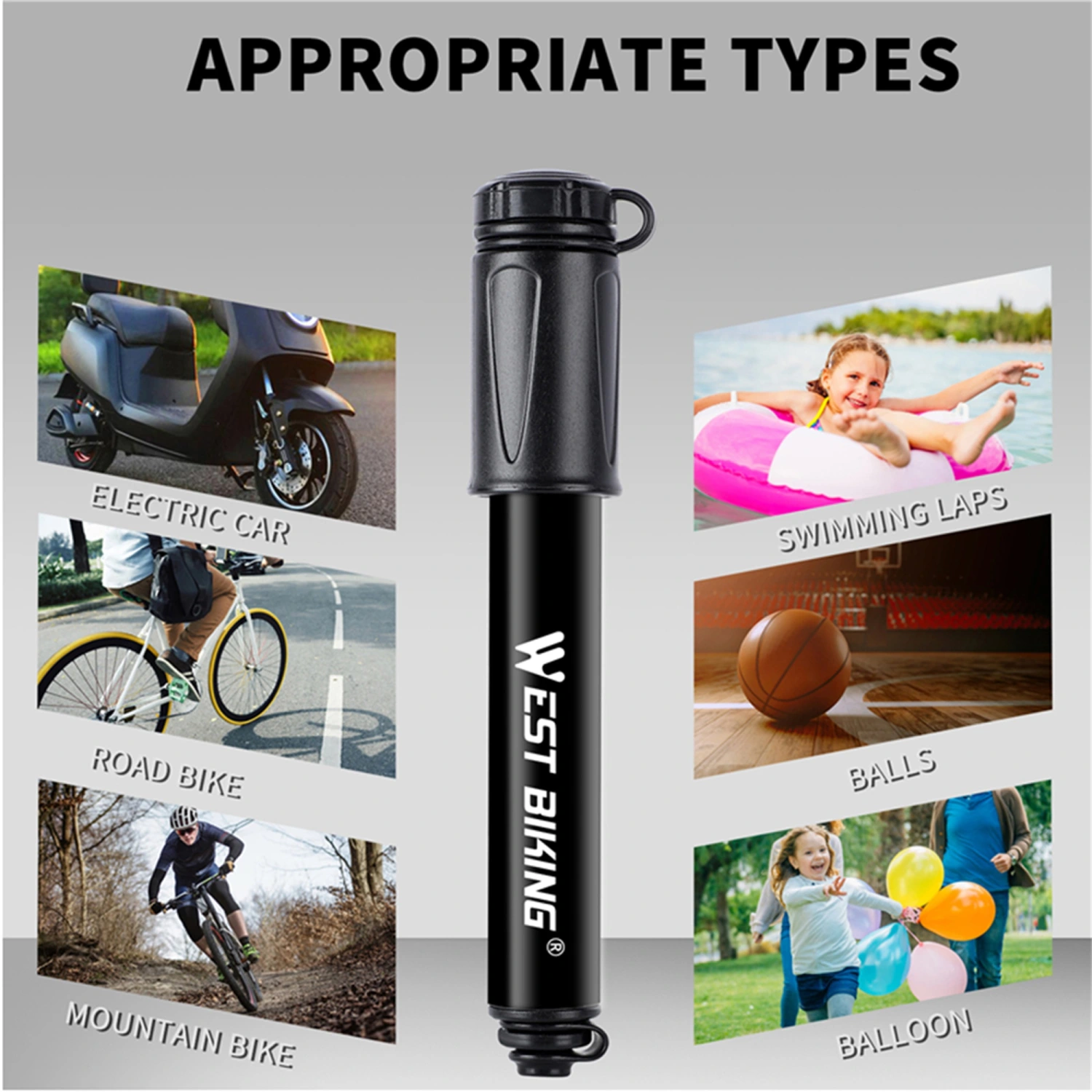 Portable Mini Bicycle Tyre Pump, Compact Pump Tool for Bike/Balls