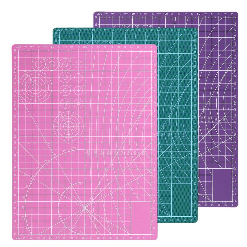 3pcs PVC A4 Cutting Mat Double&#8209;Sided Grid Lines Board Multifunction for School Office Painting Engraving