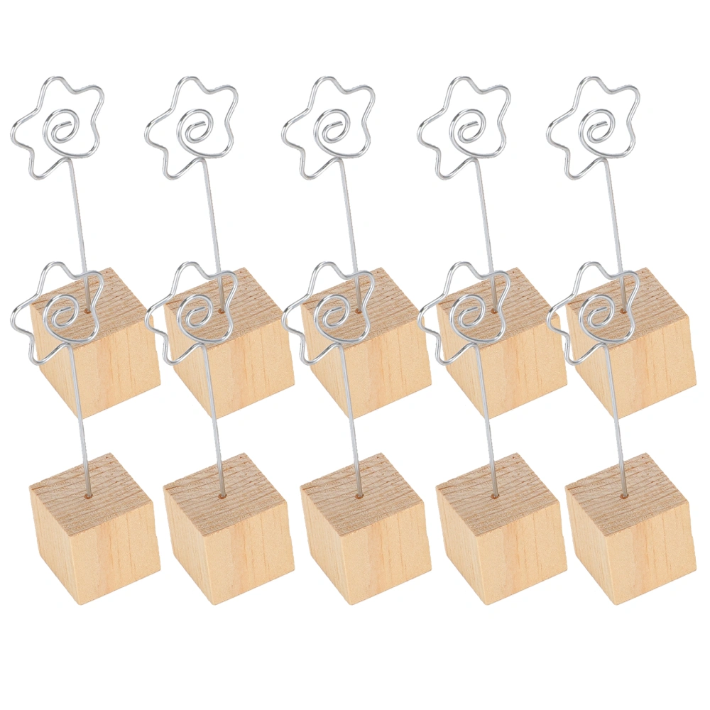 10Pcs Photo Holder Metal Clip Stand Note Message Card Picture Solid Wood Base Craft