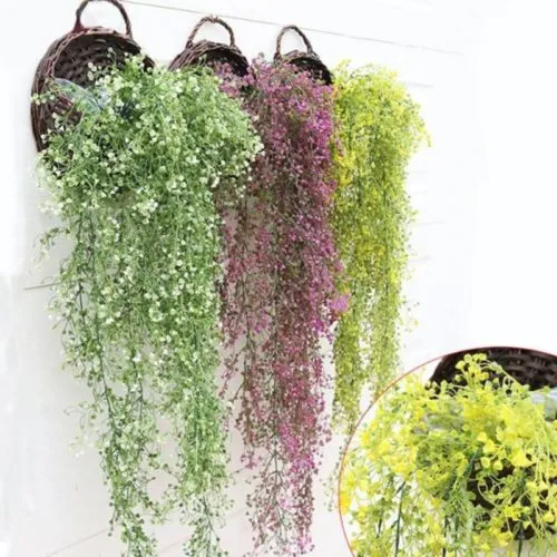 Festival Interspersed Fake Suspended Silk Flowers without Basket