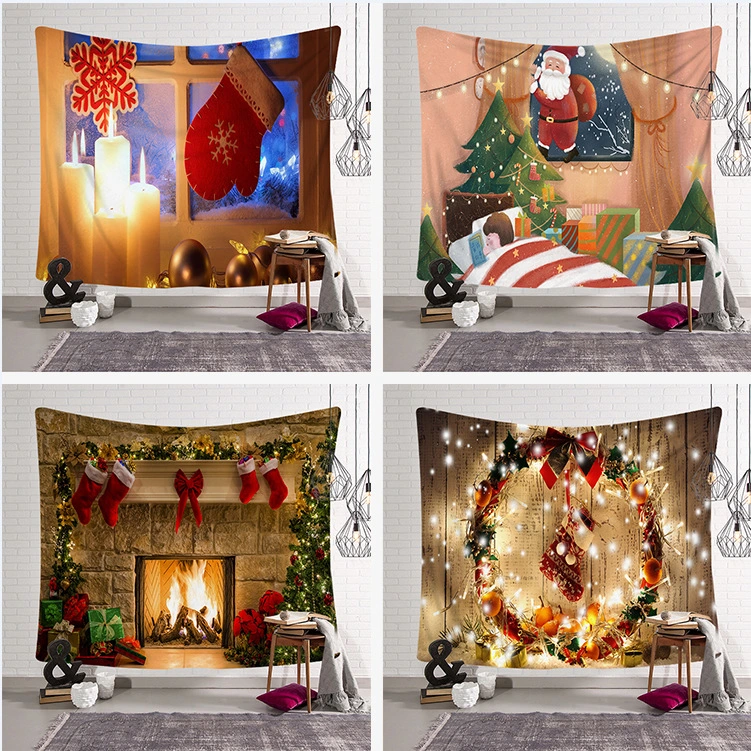 Printed Home Decoration Tapestry, Santa Claus Wall Adorn Decors Carpet Mat