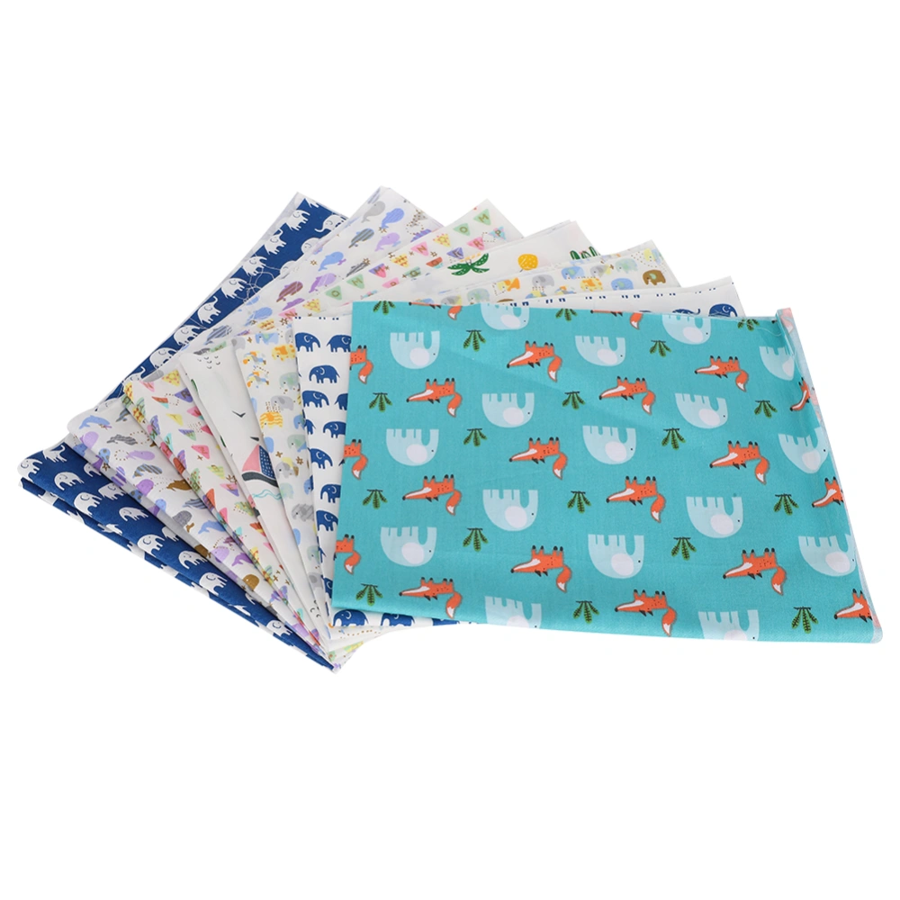 7Pcs Floral Cotton Cloth DIY HandMade Dressmaking Sewing Printing Elephant Pattern 50x40cm