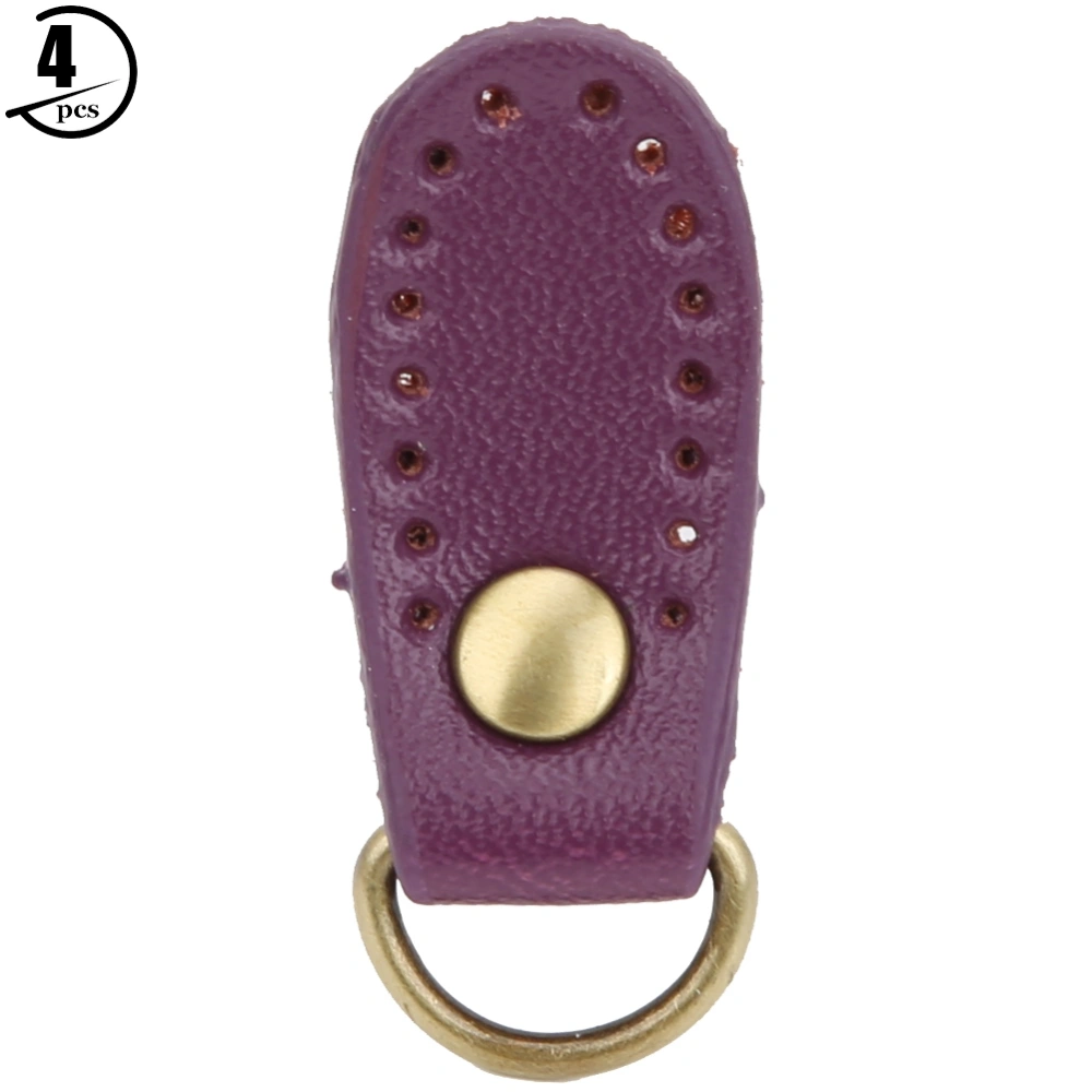 4Pcs Bag Buckle Cow Split Leather DIY Hand Made Sewing Craft Handbag with Bronze Fittings(Deep Purple )