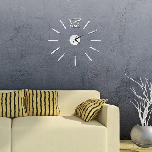 3D Frameless Mirror Surface Art Wall Clock, Acrylic Sticker Home Decor