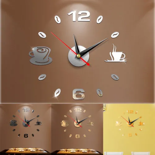 3D Frameless Mirror Surface Art Wall Clock, Acrylic Sticker Home Decor