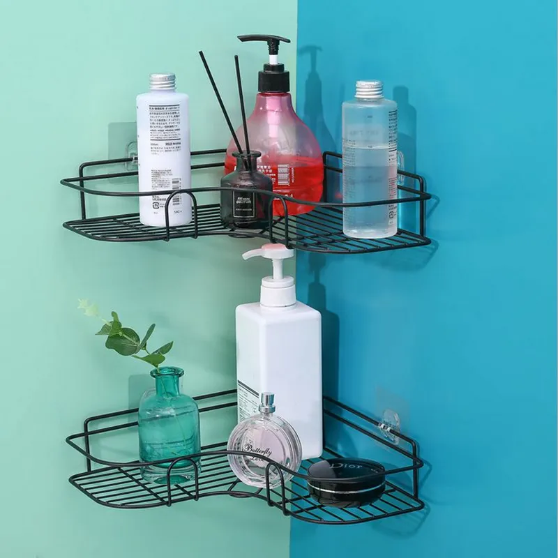 Non-Stick Hook Triangular Wall Corner Holder Organizer Bathroom Rack