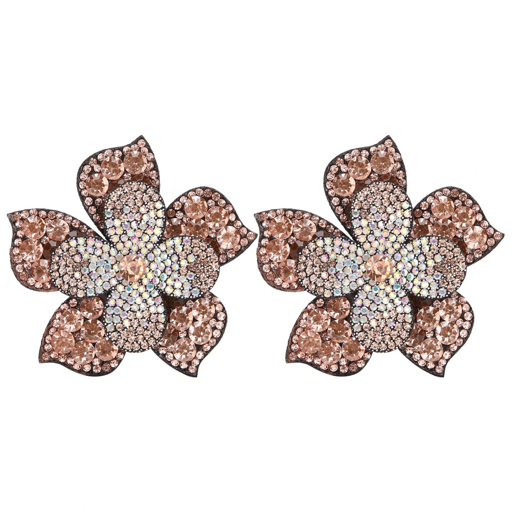 2Pcs Crystal Diamond Patches Appliques Stickers Flower Clothing Shoes Decoration DIY AccessoryChampagne