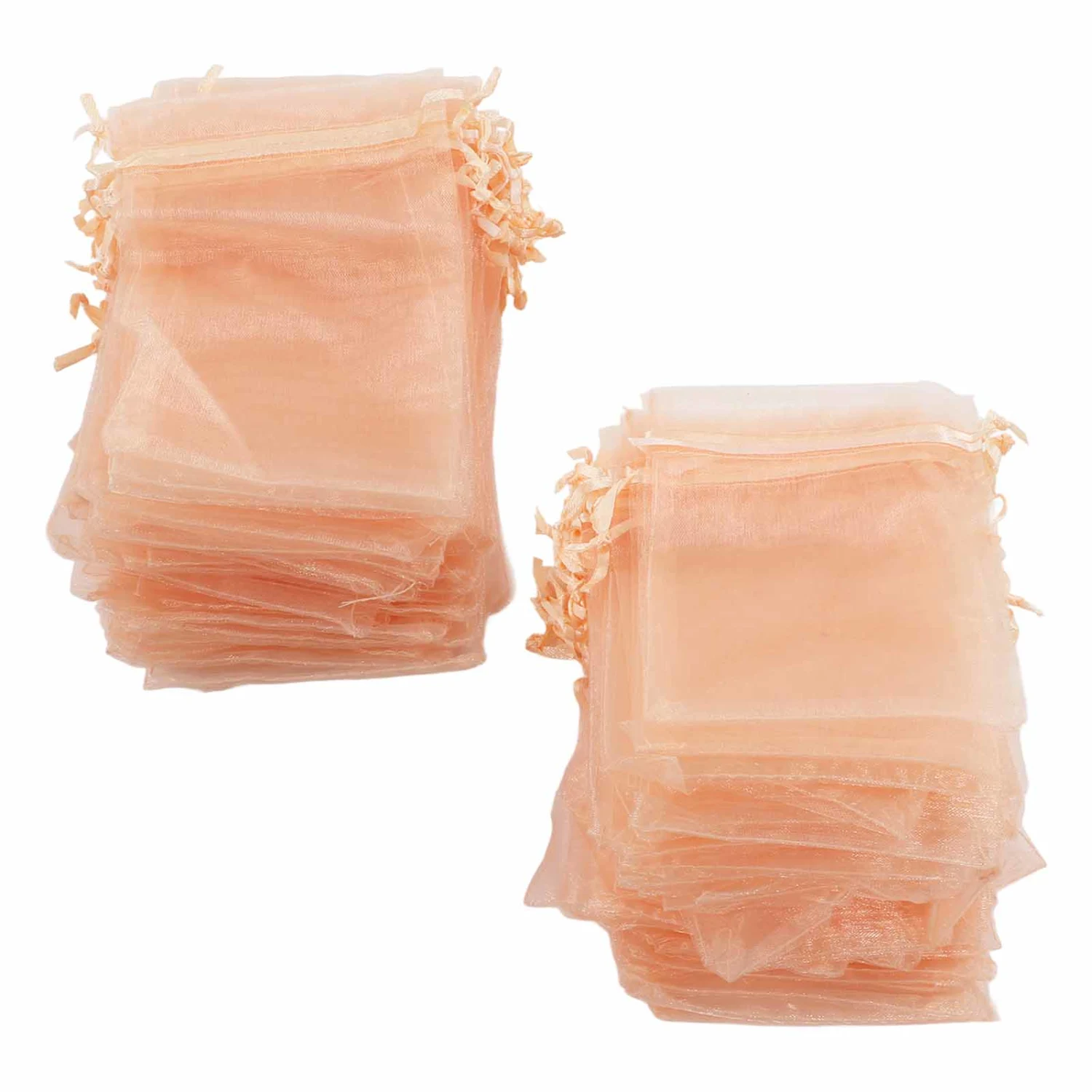 100PCS Organza Bags 10x15cm Transparent Drawstring Gift Bags Mesh Portable Jewelry Bags Jewelry Bags Drawstring for Wedding Rose Gold