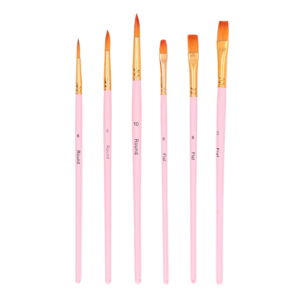 6pcs Paint Brushes Multimodal Nylon Hair 6 Different Sizes Oil Paint Brushes for Oil Watercolor Painting Gouaching Gift