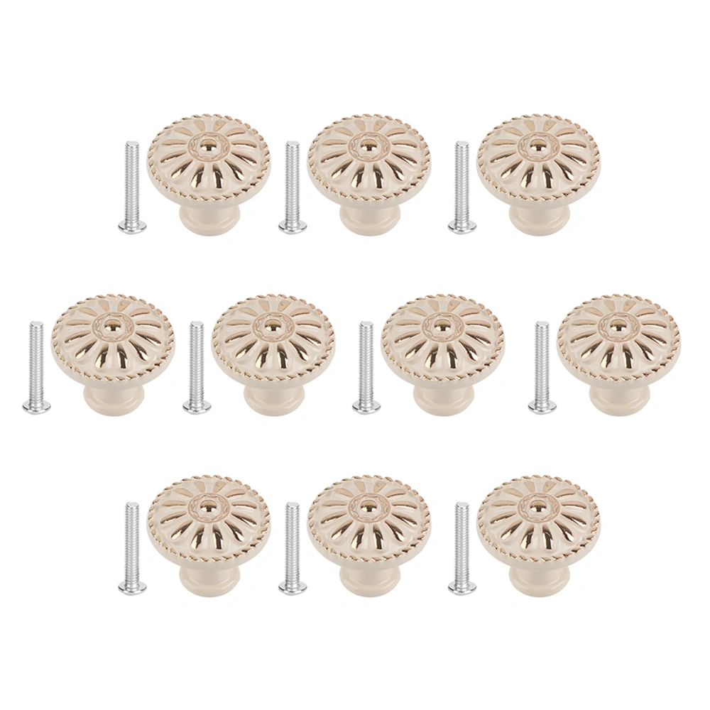 10 Sets Round Door Pull Handles Simple Office Drawer Cabinet Universal Ivory White Large