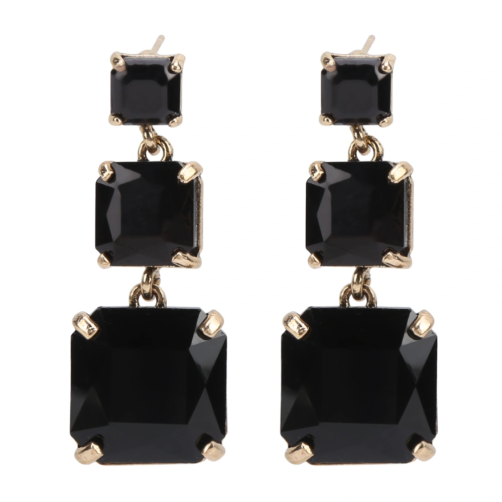 Exaggerated Geometric Square Earrings Fashion Alloy Ear Pendants Accessories for Girls WomenBlack