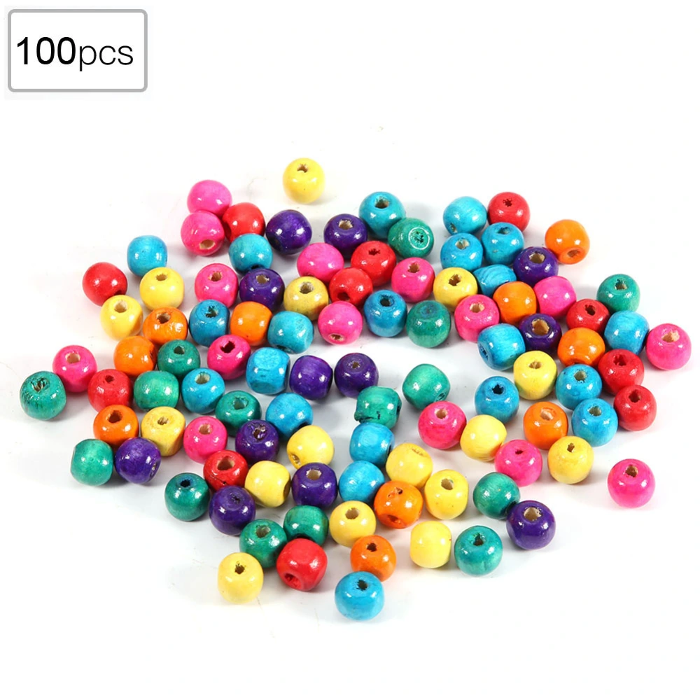 Colorful Round Wooden Beads DIY Craft Beads Jewelry Making Materials8mm