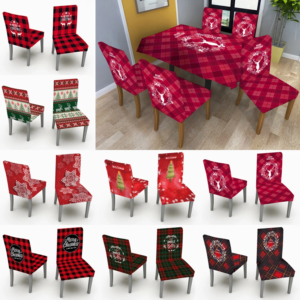 Seat Cover Christmas Style Pattern Printing Stretch Skin-Friendly Chair Cover