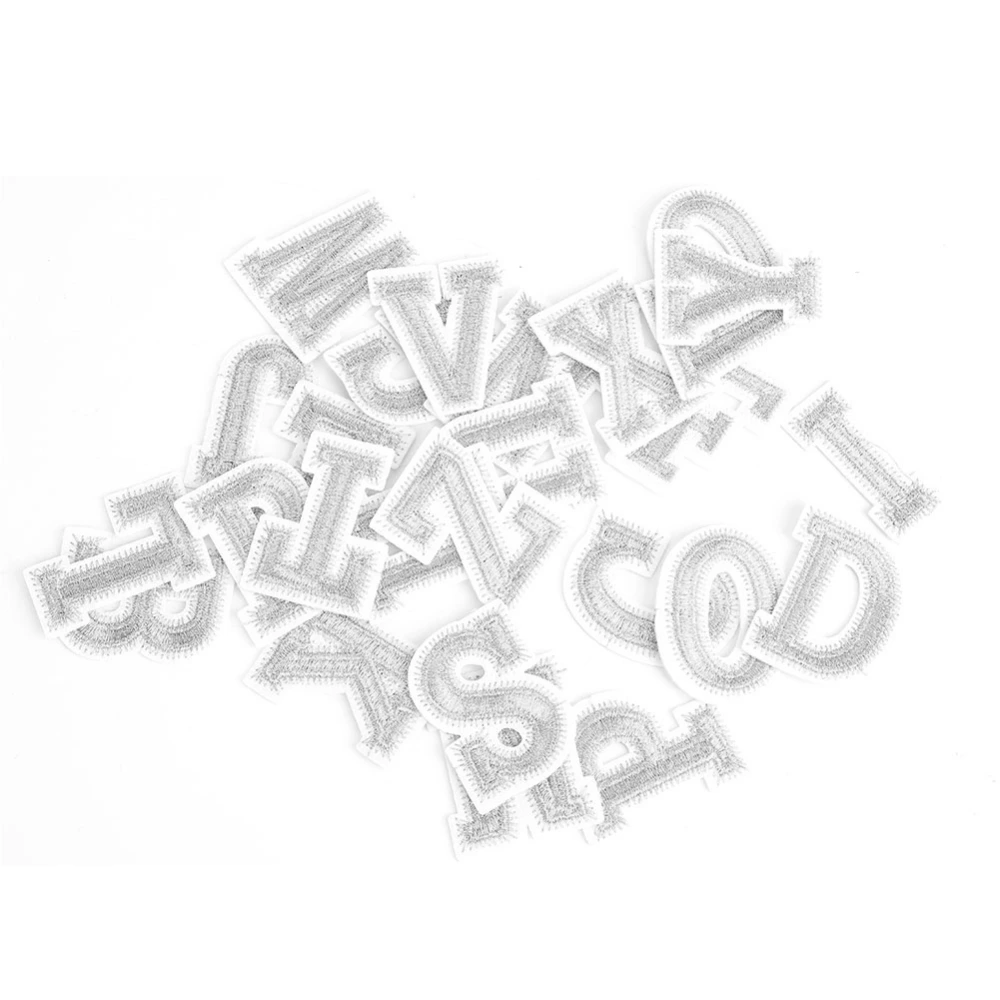 26 Pcs Alphabet Sticker Cloth+Silk Thread Sewing Sticker Tool Decoration Accessory(Silver Height 4cm)