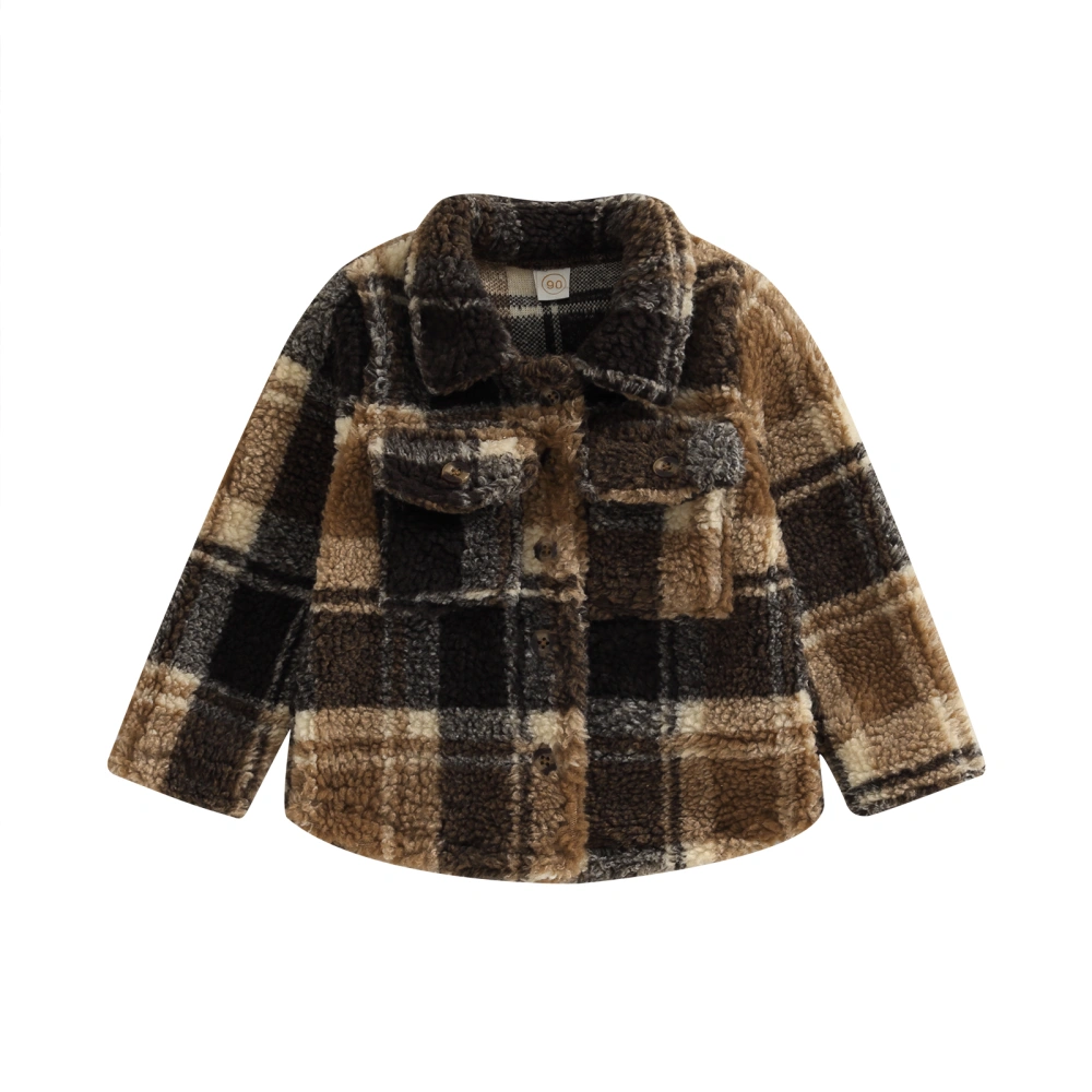 Boys Fleece Coat Toddler Plaid Button Down Long Sleeve Jackets