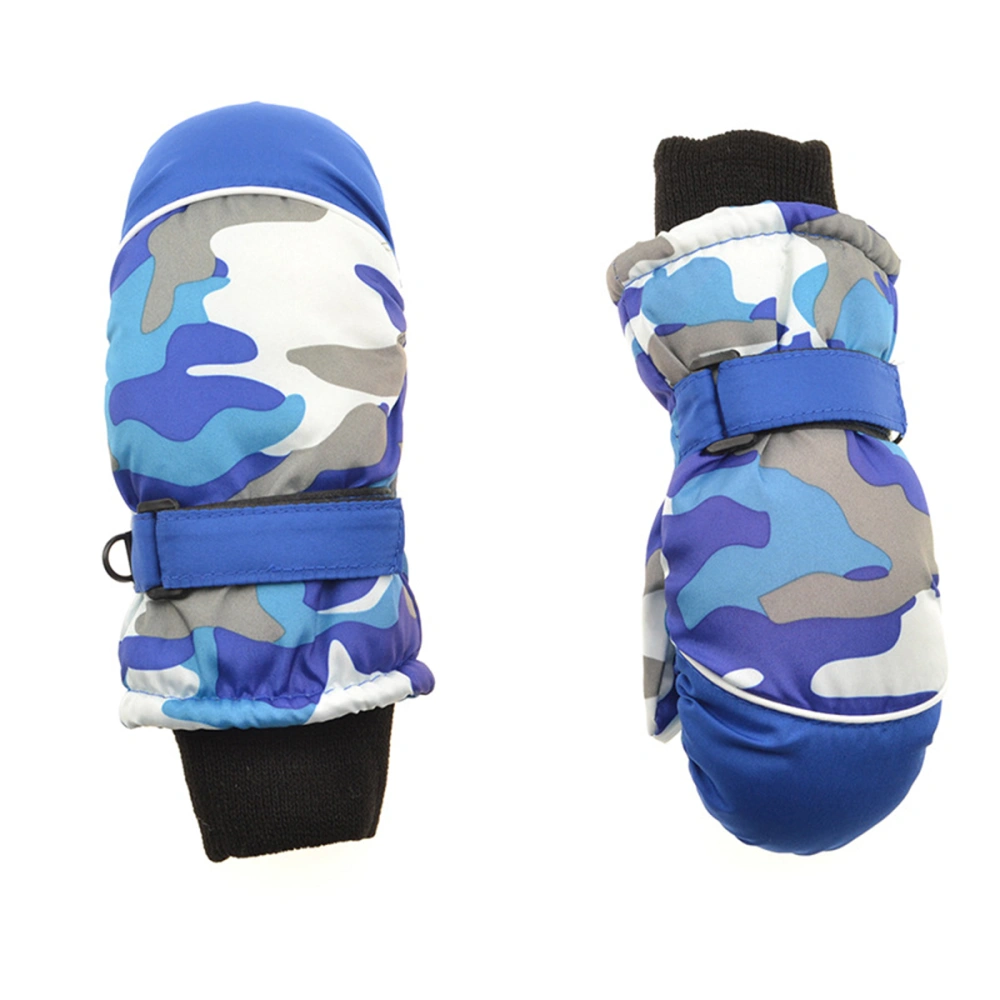 Kids Boys Girls Snowboard Glove Fashion Camouflage Print Skiing Skating Gloves