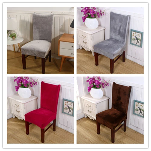 Solid Color Chair Covers Stretch Velvet Fabric Chair Seat Covers