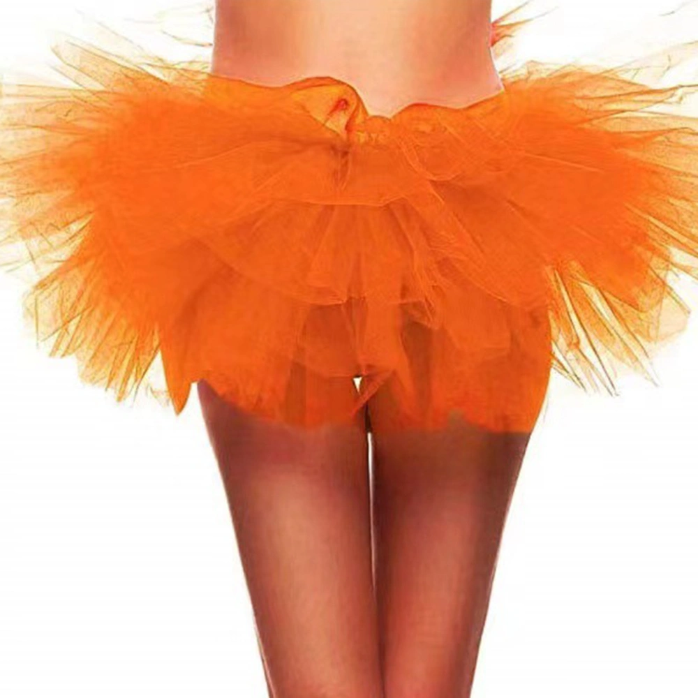 Women Tulle Tutu Skirt Solid Color Elastic 5 Layers Mesh Mini Skirt