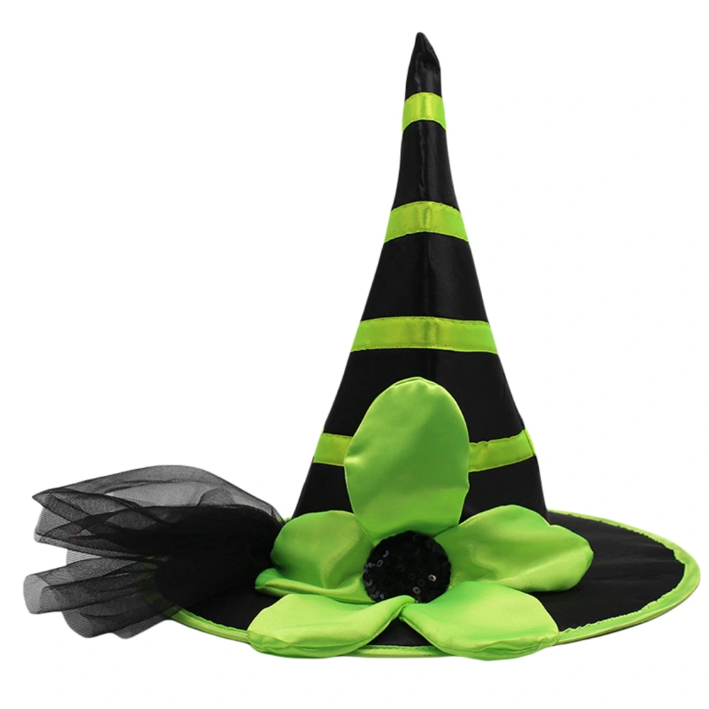 Halloween Party Hats Funny Satin Flowers Witch Hat for Adult Cosplay