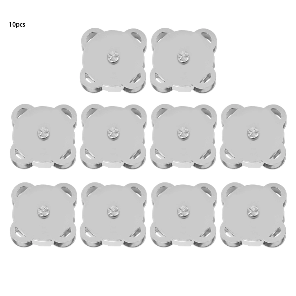 10pcs/set Metal Magnet Buckle Snap Fasteners Buttons DIY Clothing Bag Accessories(Bright White)