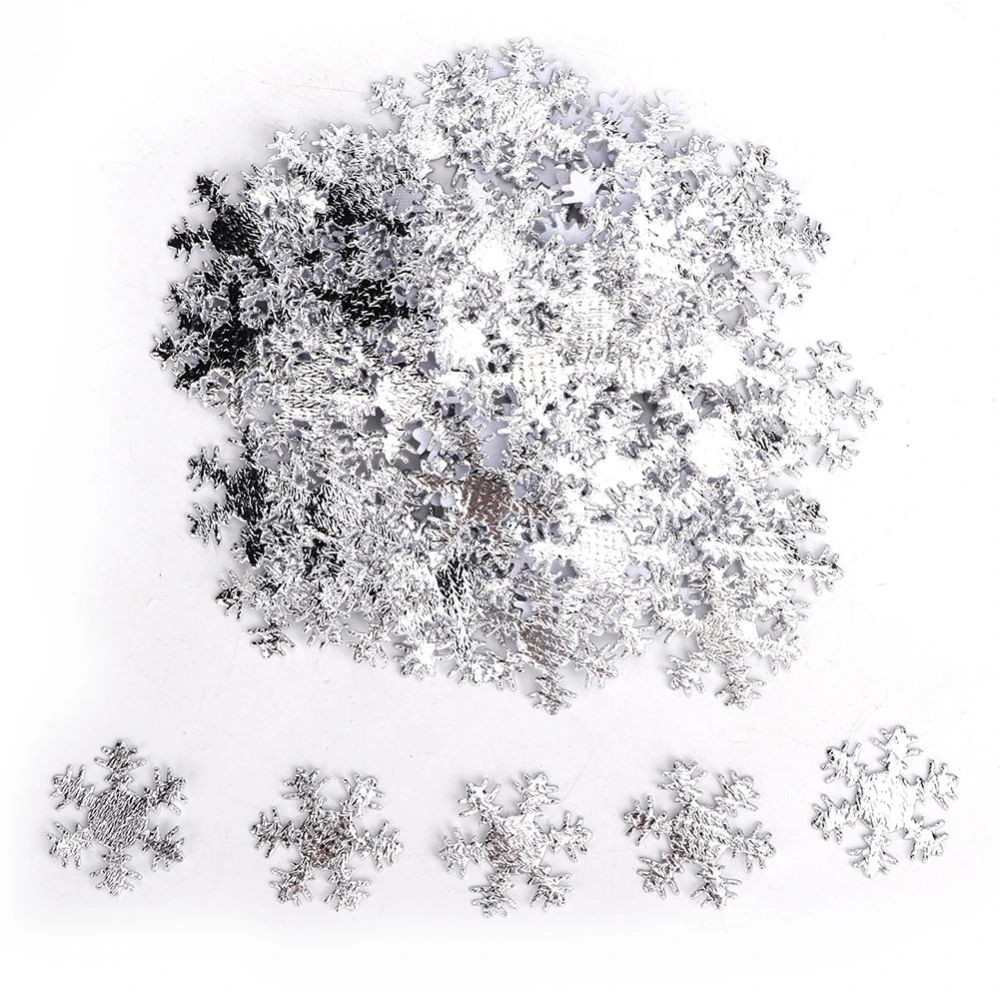 300 Pcs Snowflakes Confetti Christmas Decorative Accessory Snowflakes Holiday Ornament (26mm Silver Snowflakes Confetti)