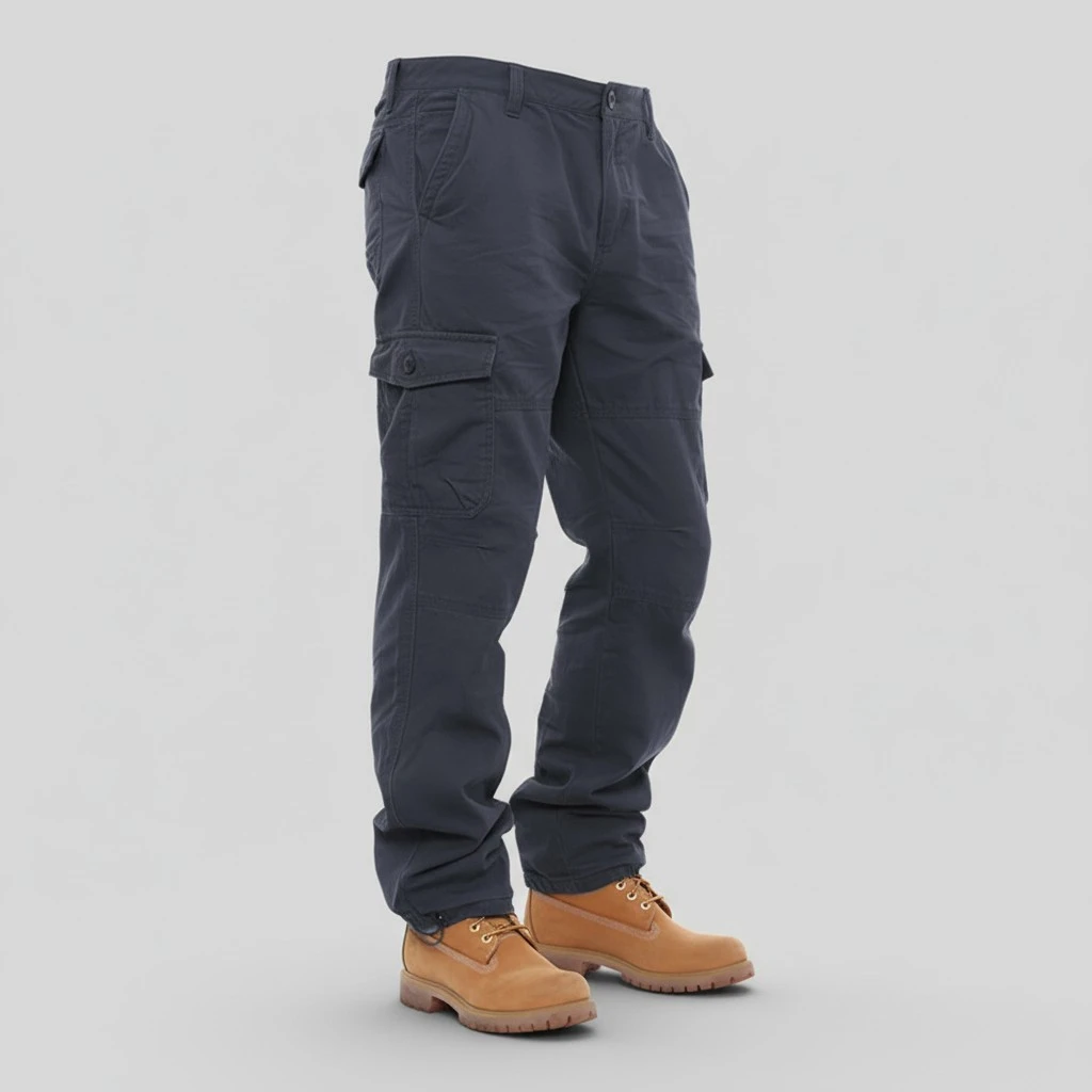 Men Cargo Pants with Pockets Solid Color Elastic Jogger Sweatpants 