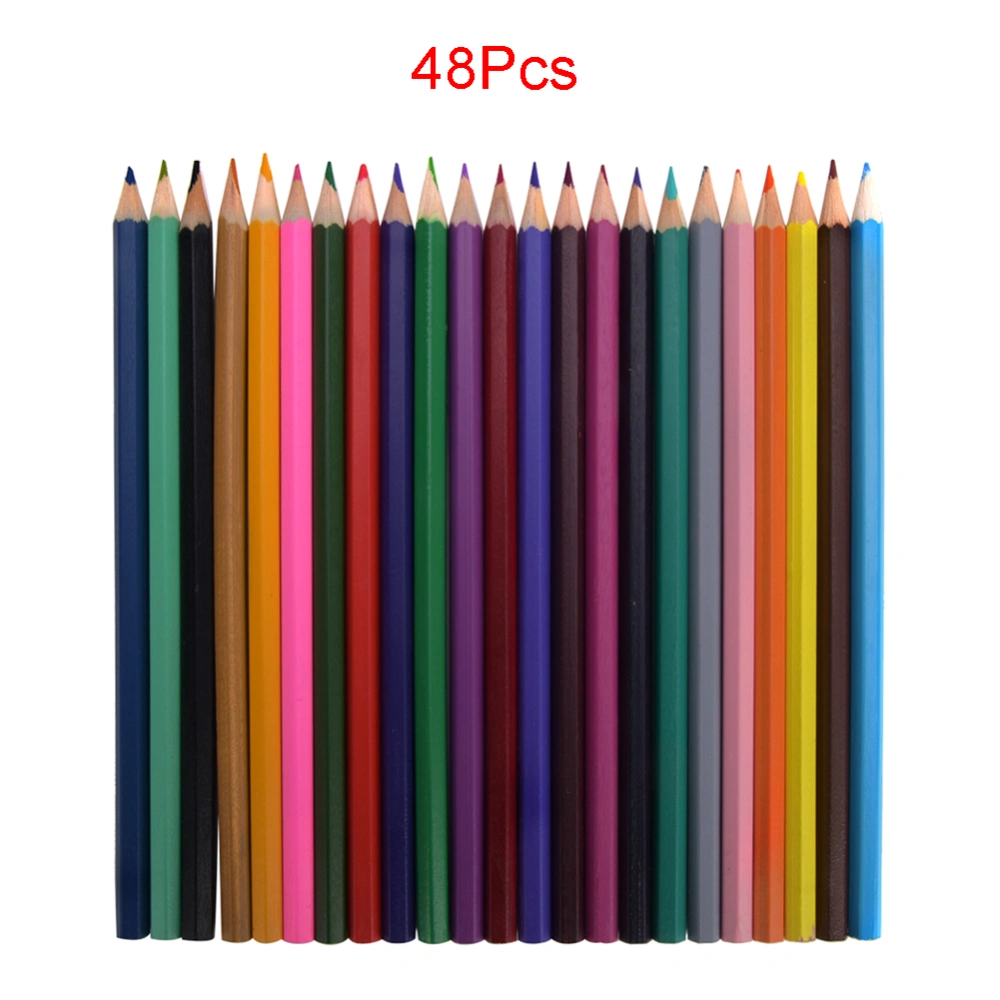 48Pcs Color Pencil Wood 24 Colors Drawing Pen Artist School Stationery Art Supplies