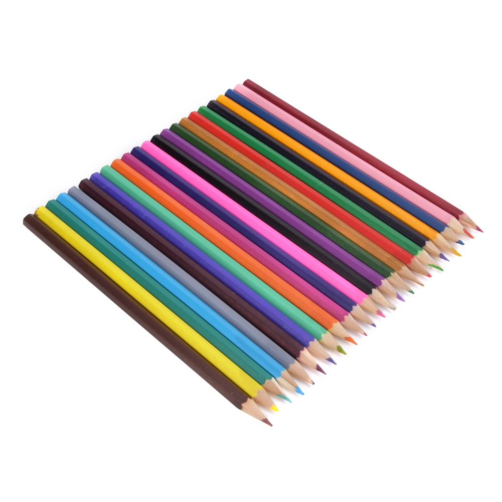 48Pcs Color Pencil Wood 24 Colors Drawing Pen Artist School Stationery Art Supplies