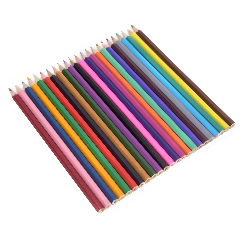 48Pcs Color Pencil Wood 24 Colors Drawing Pen Artist School Stationery Art Supplies