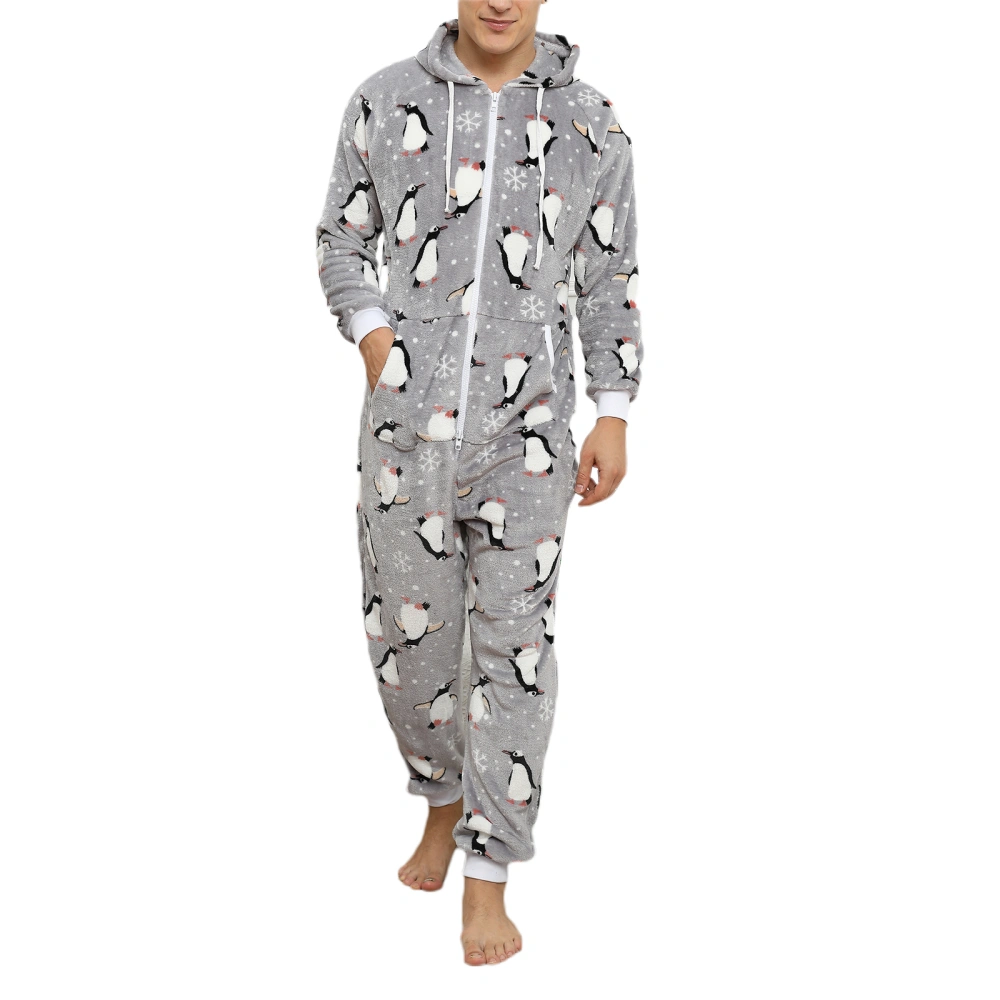 Christmas Men Leisure Wear, Printing Long Sleeve Hooded Jumpsuit 