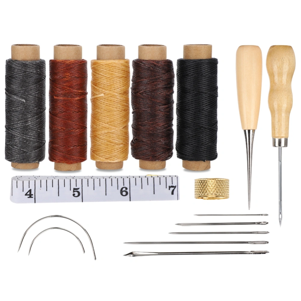 Leather Hand Sewing DIY Stitching Craft Tool Thimble Measuring Tape Awl Accessory Set