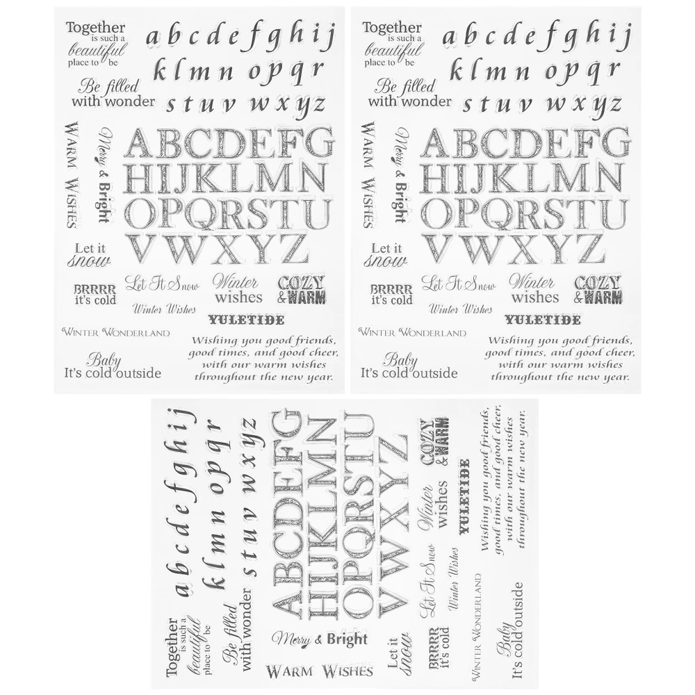 3Pcs Transparent Stamp TPR English Alphabet Stamps Crafts for DIY Scrapbook Album Card