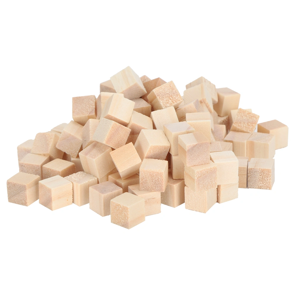 100Pcs Wooden Cubes Pine Square Blank Blocks for DIY Craft Early Childhood Puzzle Toy 10mm