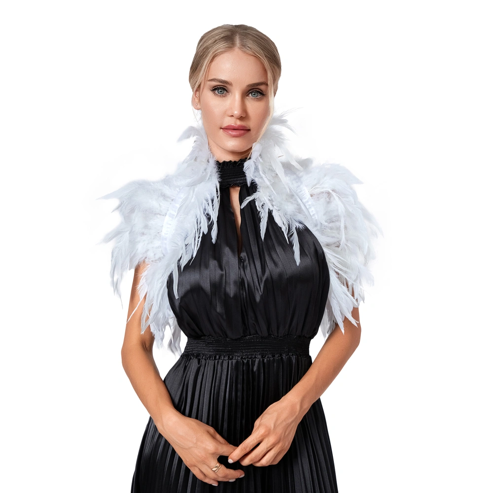 Gothic Feather Cape Shawl Shrug Shoulder Wrap Collar Costume