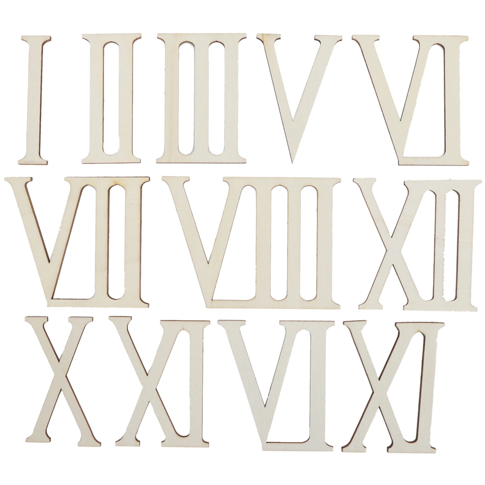 12Pcs Wooden Roman Numerals DIY Clock Numbers Wood Craft Hand Made Decorations 7CM