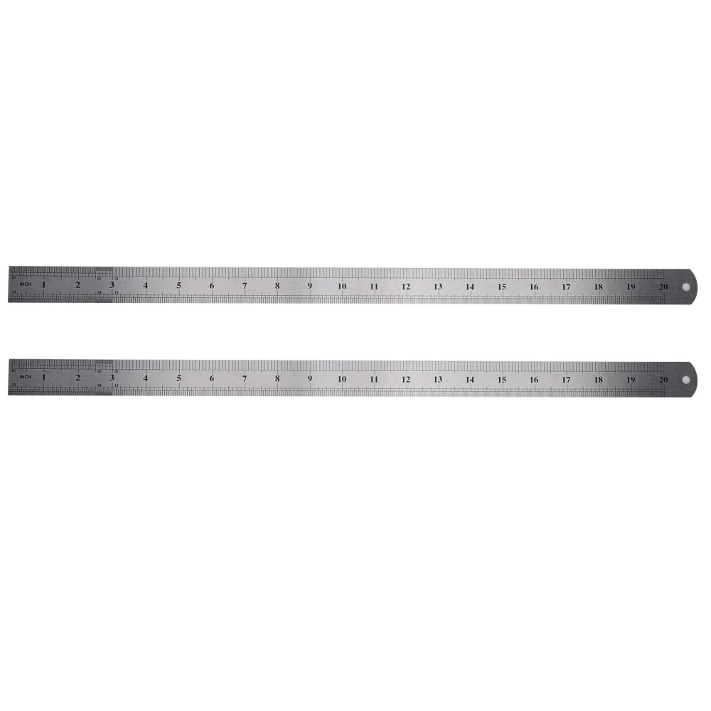 2Pcs Steel Ruler Woodworking Marking Locator Measuring Tape Tool DoubleSided Scale 50cm