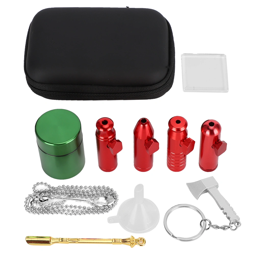 12Pcs Tobacco Tool Kits Portable Glass Bottle Smoke Spoon Smoking Set with Storage BagRed