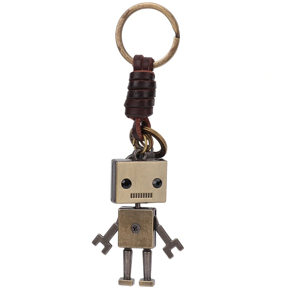 Personality Cute Robot Keychain HandWoven Faux Cowhide Strap Key Ring Decoration Gift