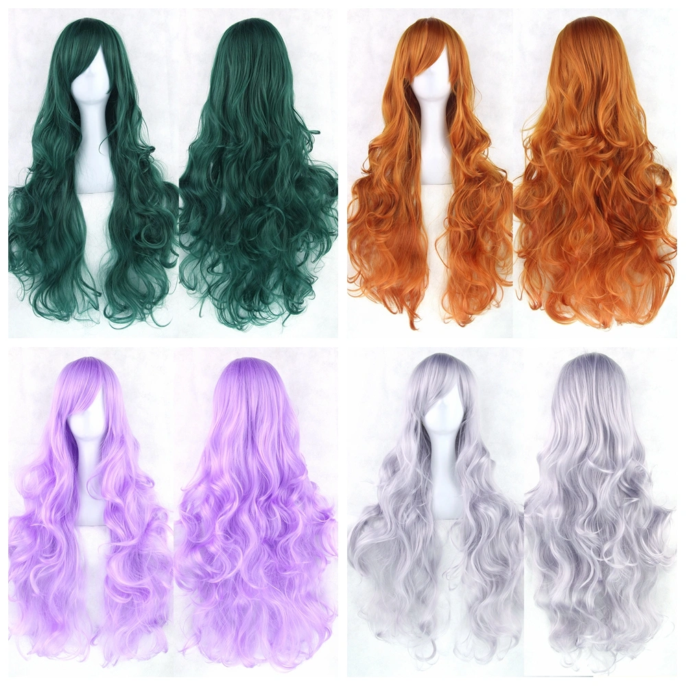 Women Long Wig, Solid Color Wavy Curly Cosplay Wigs Long Wild Fashion Full Wig