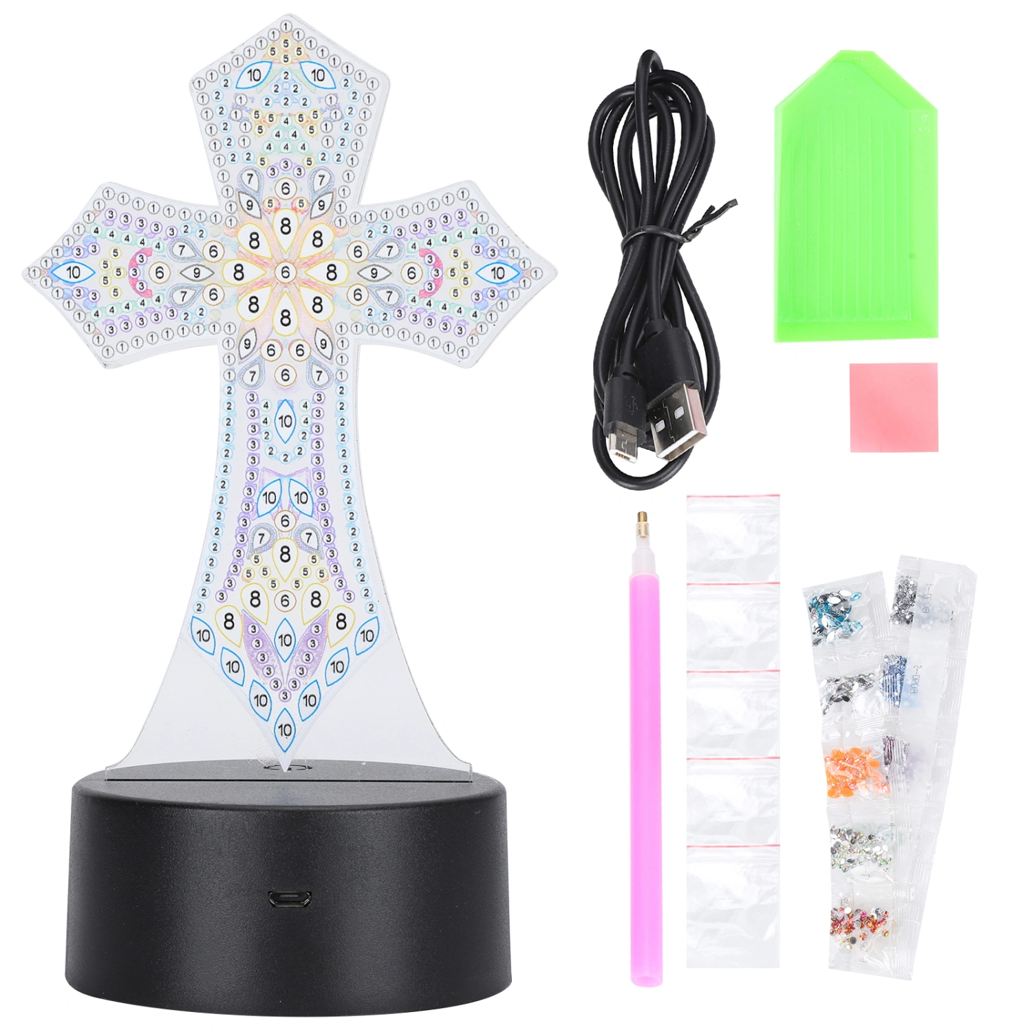 LED 7 Colors USB Night Light Acrylic DIY Diamond Painting Lamp Home Decoration (DP03)