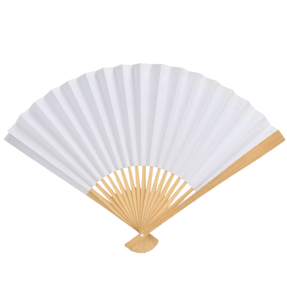 White DIY Paper Wood Folding Fan Calligraphy Painting Drawing Fans Decor Gift