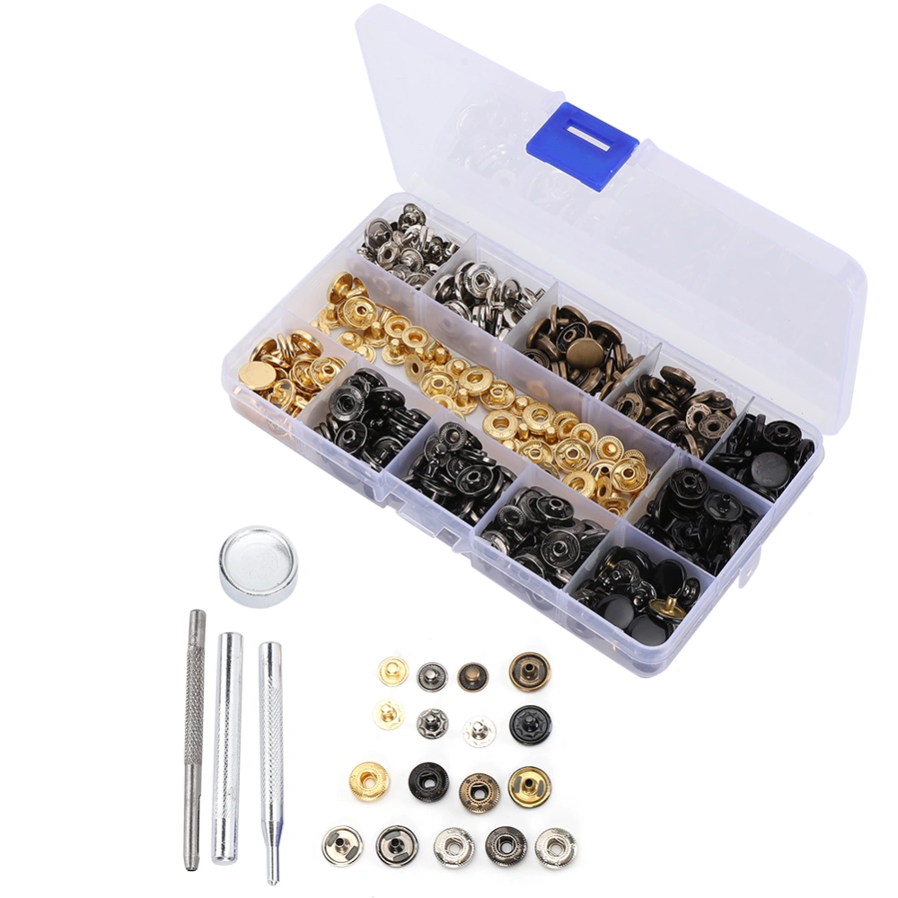 120 Set Snap Fastener Kit Leather 6 Color Metal Button Press Studs Installation Tools 633#