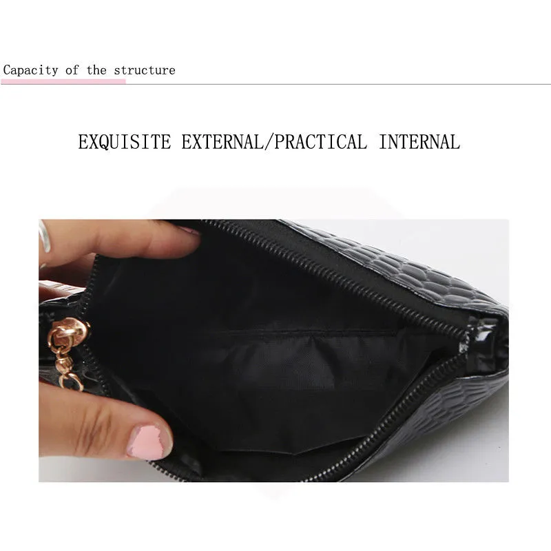 Ladies Crossbody Bag Detachable Strap Zipper Pattern Messenger Bag