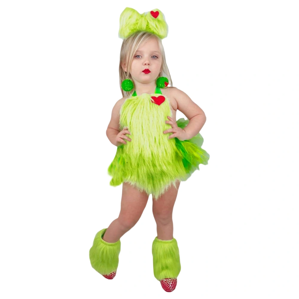 Halloween Girl’s Cosplay Costume Furry Dress Headband Leg Warmers