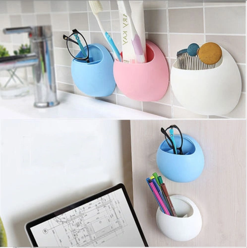 Toothbrush Wall Mount Holder, Sucker Toothpaste Organizer, Sundries Storage Box