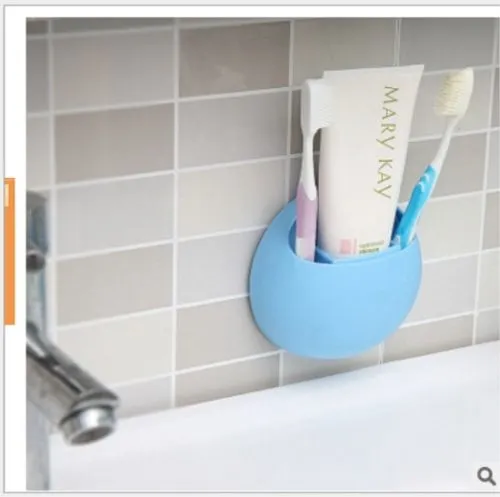 Toothbrush Wall Mount Holder, Sucker Toothpaste Organizer, Sundries Storage Box