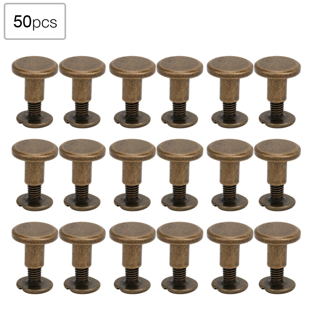 50 Set 8mm Pure Copper Flat Head Rivets Leather Strap Screws Kit for Notebook BindingBronze