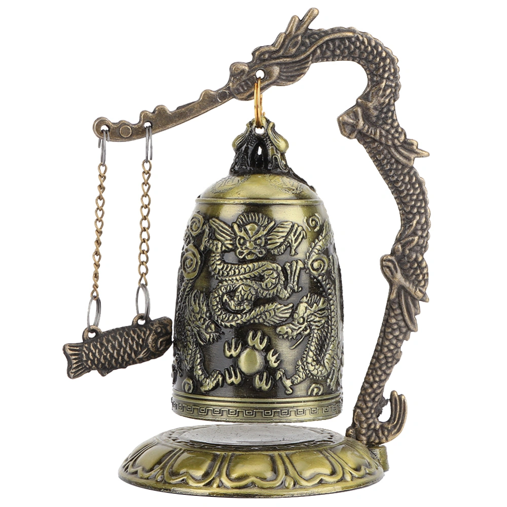 Vintage Small Carved Bronze Dragon Lock Bell Arts & Crafts Collectibles Ornaments Desk Decor