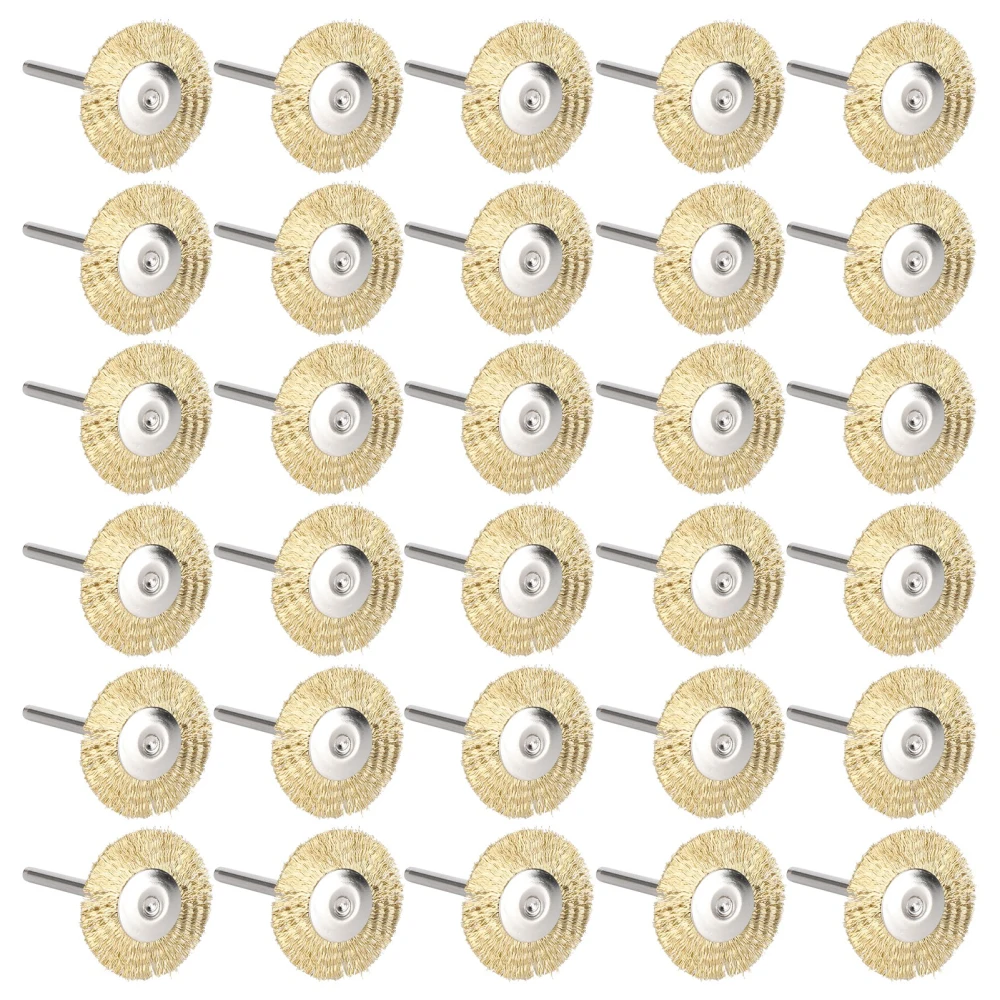 30Pcs Brush Wheel Flat Mini Wood Carving Rust/Corrosion/Paint Removal Polishing ToolsBrass Wire